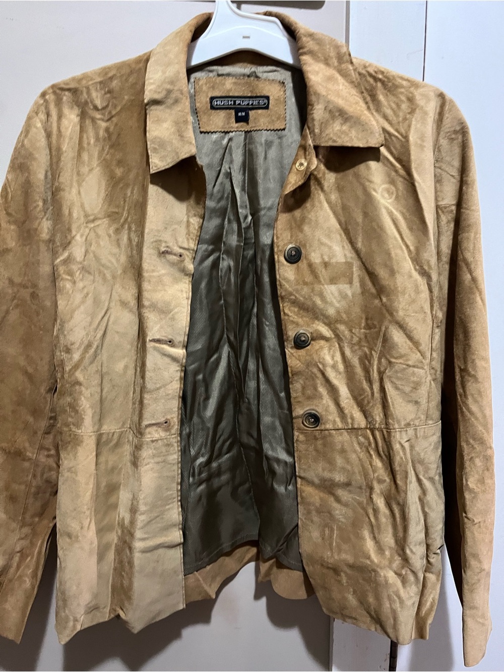 Hush Puppies Men's Light Brown Suede Shirt Jacket